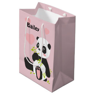 Baby Panda Bear Pink Herz Custom Mittlere Geschenktüte