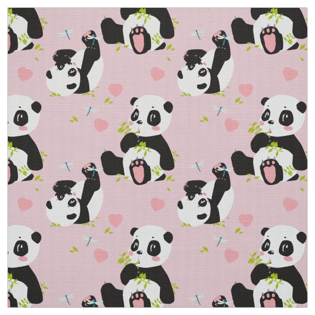 Baby Panda Bear Pink Stoff (Muster)