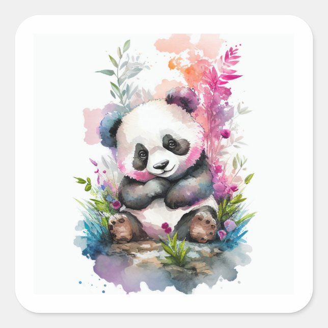 Baby Panda Bear Square Sticker (Vorderseite)