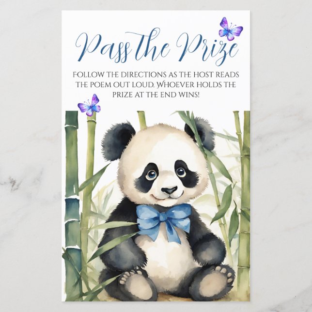 Baby Panda Boy Baby Shower Pass das Preisspiel (Rückseite)