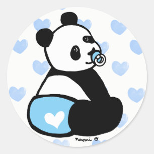 Baby Panda Cartoon Blue Diaper Aufkleber
