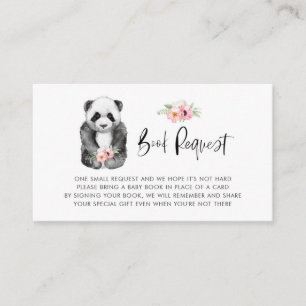 Baby Panda Floral Book Request Card Visitenkarte