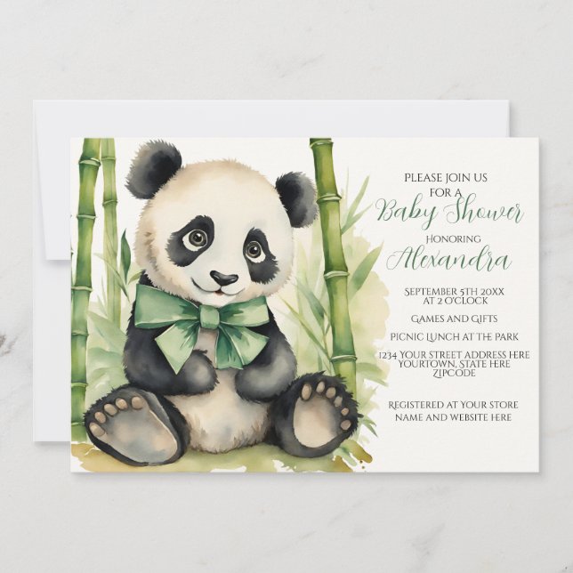 Baby Panda Gender Neutral Baby Shower Einladung (Vorderseite)