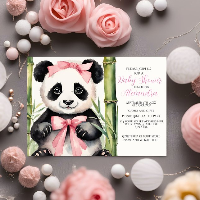 Baby Panda Girl Baby Shower Einladung (Von Creator hochgeladen)
