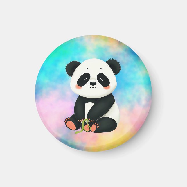 Baby Panda hält ein Stück Bambus. Magnet (Vorne)