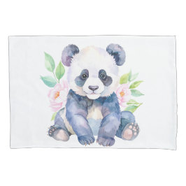 Baby-Panda mit Blumen Kissenbezug
