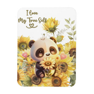 Baby-Panda mit Sonnenblume flexibler Photo-Magnet Magnet