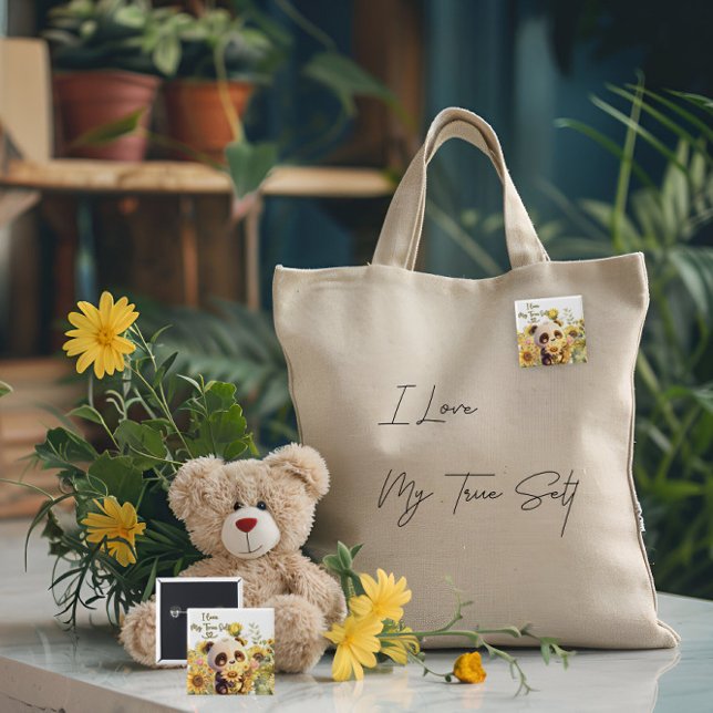 Baby Panda mit Sonnenblumenknopf Button (Von Creator hochgeladen)