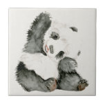 Baby Panda | Niedlich & Furry Fliese<br><div class="desc">Dieser Aquarelldruck mit einem weichen Pelzbär  | Von Melissa Wang</div>