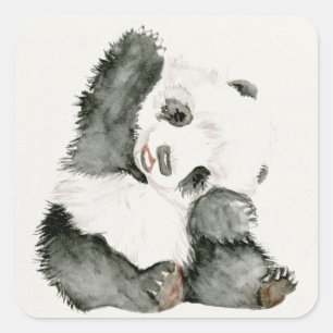 Baby Panda   Niedlich & Furry Quadratischer Aufkleber