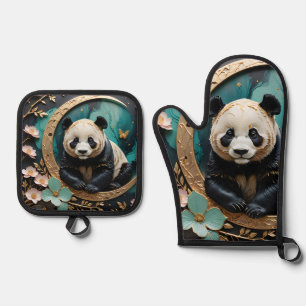 Baby Panda Ofenhandschuh & Topflappen-Set