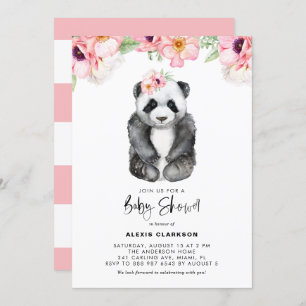 Baby Panda Panda Pink Anemones Baby Dusche Einladung