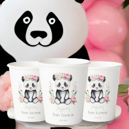 Baby Panda Peonies Jungle Baby Dusche Pappbecher