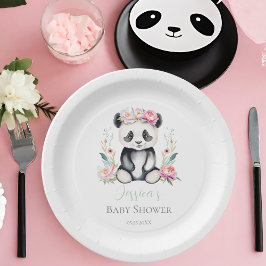 Baby Panda Peonies Jungle Baby Dusche Pappteller