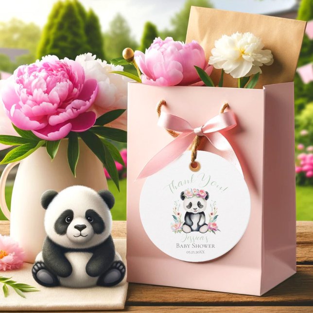 Baby Panda Peonies Jungle Baby Dusche Vielen Dank Geschenkanhänger (Baby Panda Peonies Jungle Baby Shower Thank You Favor Tags)