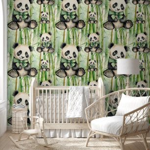 Baby Panda Personalisiert Bamboo Jungle Tapete