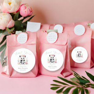 Baby Panda Pfingstrosen Dschungel Baby Shower Dank Runder Aufkleber
