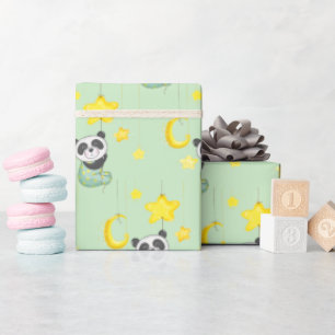 Baby Panda und Stars Geschenkpapier