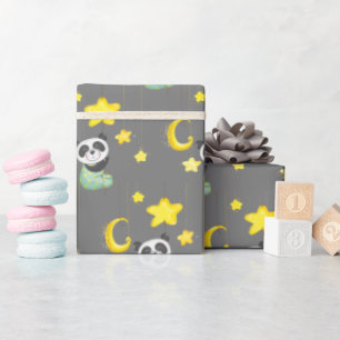 Baby Panda und Stars Geschenkpapier
