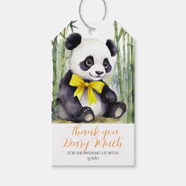 Baby Panda Unisex Baby Dusche Vielen Dank Beary Mu Geschenkanhänger (Vorderseite)