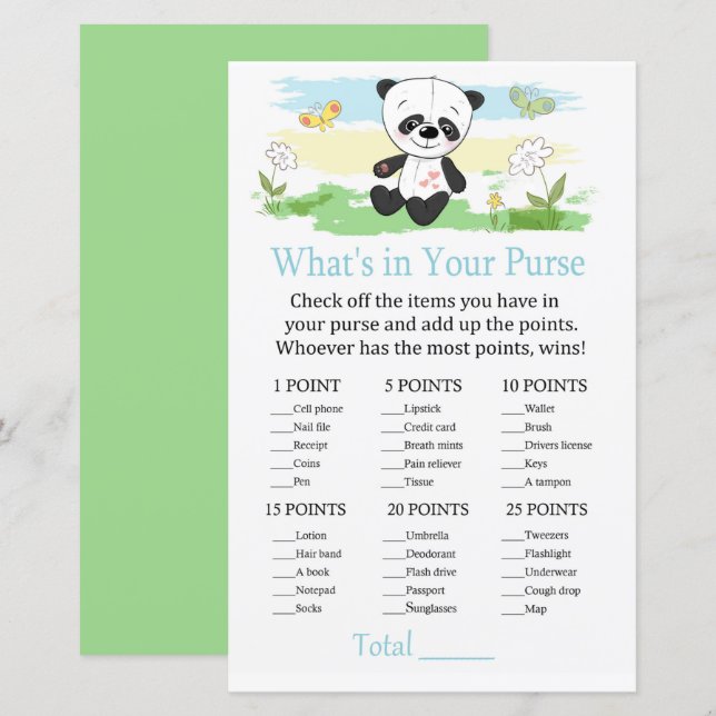 Baby Panda Was ist in deinem Handtaschenspiel? (Vorne/Hinten)