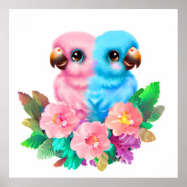 Baby Parrot Twins Poster