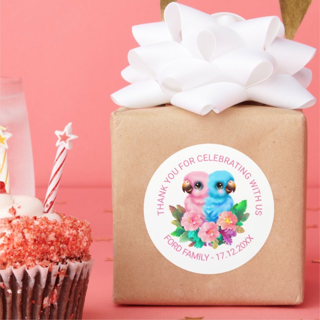 Baby Parrot Twins Runder Aufkleber (Party)