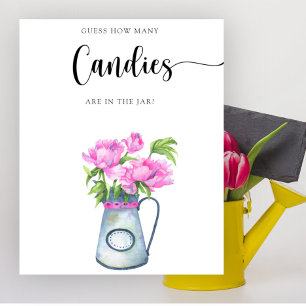 Baby-Party Blumen Errate wie viele Süßigkeiten Poster