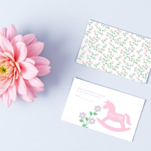 Baby-Party-Diaper-Raffel mit rosa Schaukelpferd fü Begleitkarte