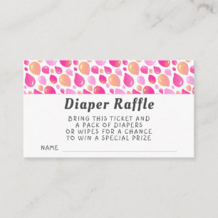 Baby-Party-Diaper-Raffle mit rosa Ballonmuster Begleitkarte