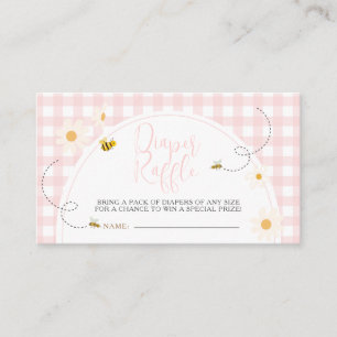 Baby-Party-Diaper-Raffle mit rosa Gingham-Daisy-Bi Begleitkarte
