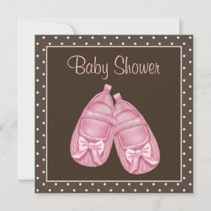 Baby-Party-Einladung für Mädchen in Rosa und Braun Einladung