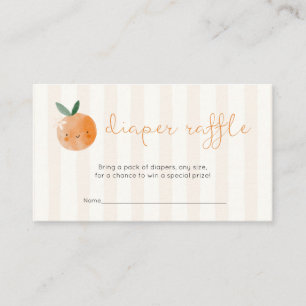 Baby-Party-Einladung zum Diaper-Raffle mit Orange- Begleitkarte