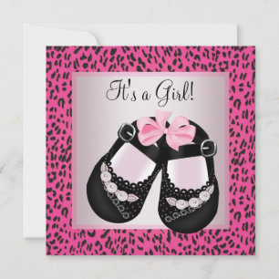 Baby-Party für heiß rosa Leopard-Mädchen Einladung