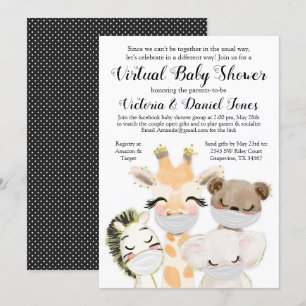 Baby-Party für Jungen mit Tieren mit Masken Einladung