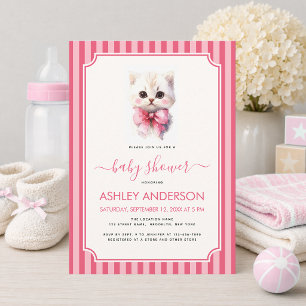 Baby-Party für kleines Kätzchen-Mädchen Süße rosa Einladung