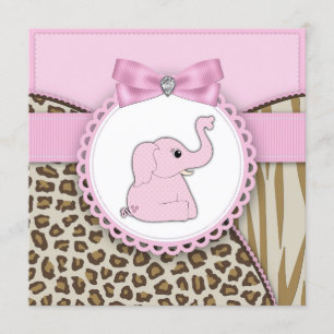 Baby-Party für Mädchen mit Rosa Elefant Einladung