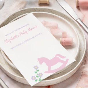 Baby-Party für Mädchen mit rosa Schaukelpferd Dankeskarte
