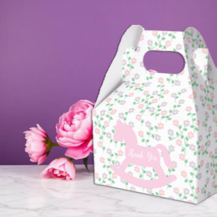 Baby-Party für Mädchen mit rosa Schaukelpferd Geschenkschachtel