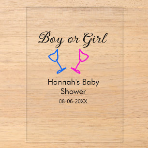 Baby-Party für Mädchen oder Jungen rosa blau Glas Acryleinladungen