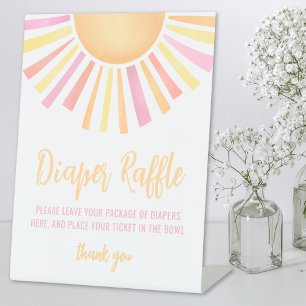 Baby-Party Geschenkverlosung für rosa Sonnenschein Sockelschild