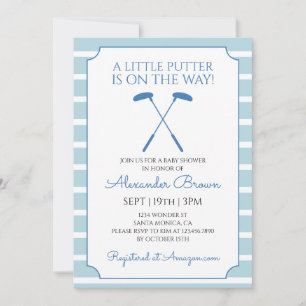 Baby-Party „Golfjunge mit blauen Streifen“ Einladung