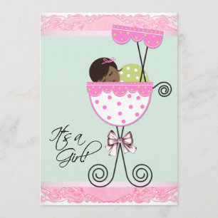 Baby-Party im Zeichen von Rosa und Grün Einladung