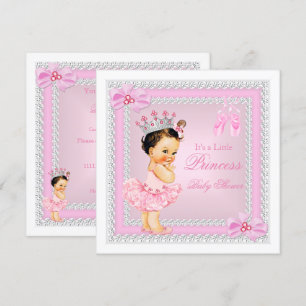 Baby-Party Mädchen Rosa Ballerina Brünette Prinzes Einladung