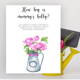 Baby-Party mit Blumen Wie groß ist Mamas Bauch Spi Poster