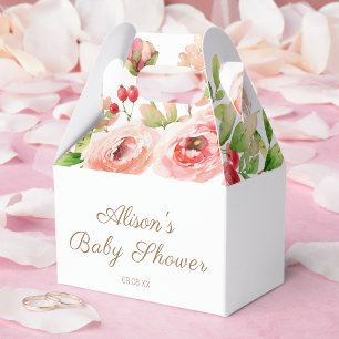 Baby-Party mit rosa Rosenblüten und Grün für Mädch Geschenkschachtel