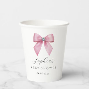 Baby-Party mit rosa Schleife  Pappbecher
