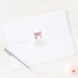 Baby-Party mit rosa Schleife  Runder Aufkleber