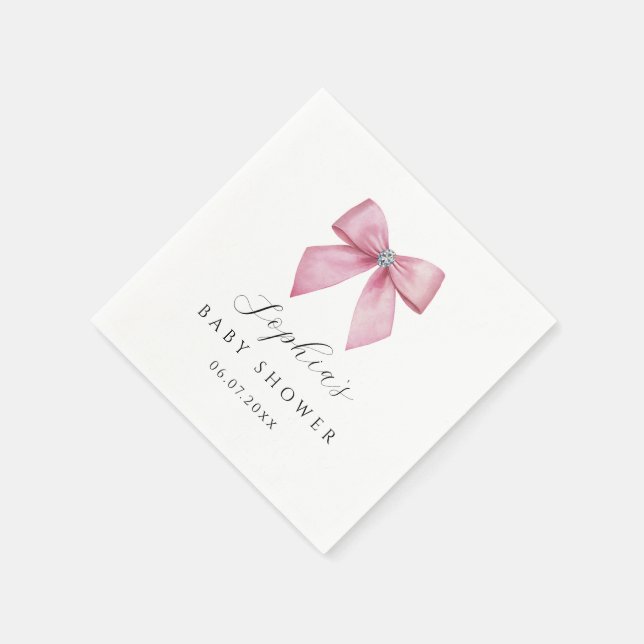 Baby-Party mit rosa Schleife  Serviette (Ecke)