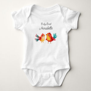 Baby-Party mit Vogelmotiv Süße Aquarellmalerei Baby Strampler